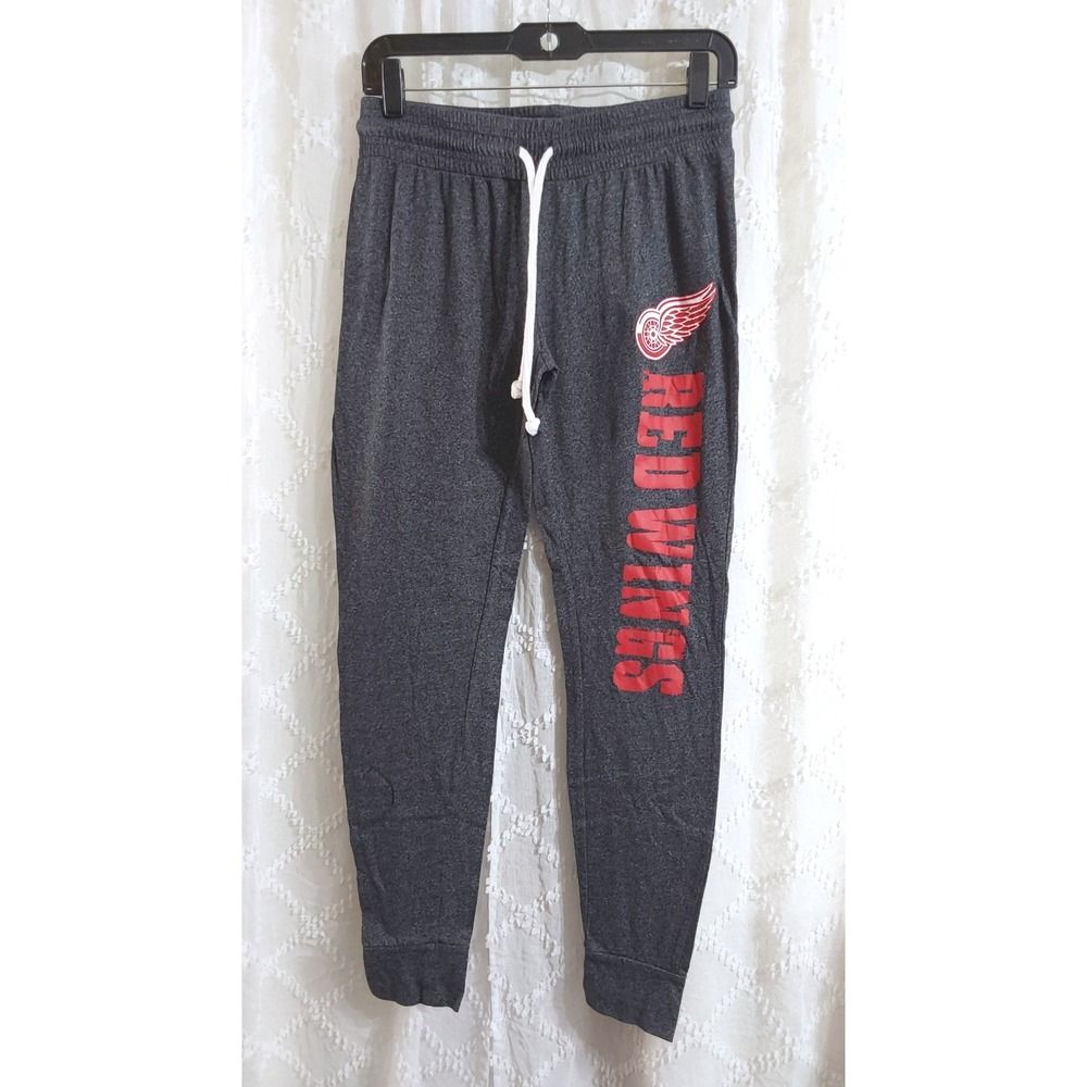Bottom Drawers NHL Detroit Red Wings Charcoal Gray Jogger Lounge Pants Womens M